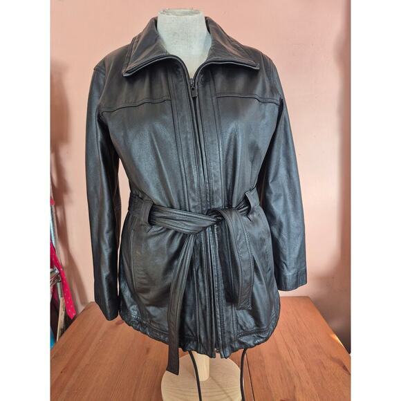Wilsons Leather Vintage coat‎ womens size large black with removable Thinsulate - Picture 1 of 7